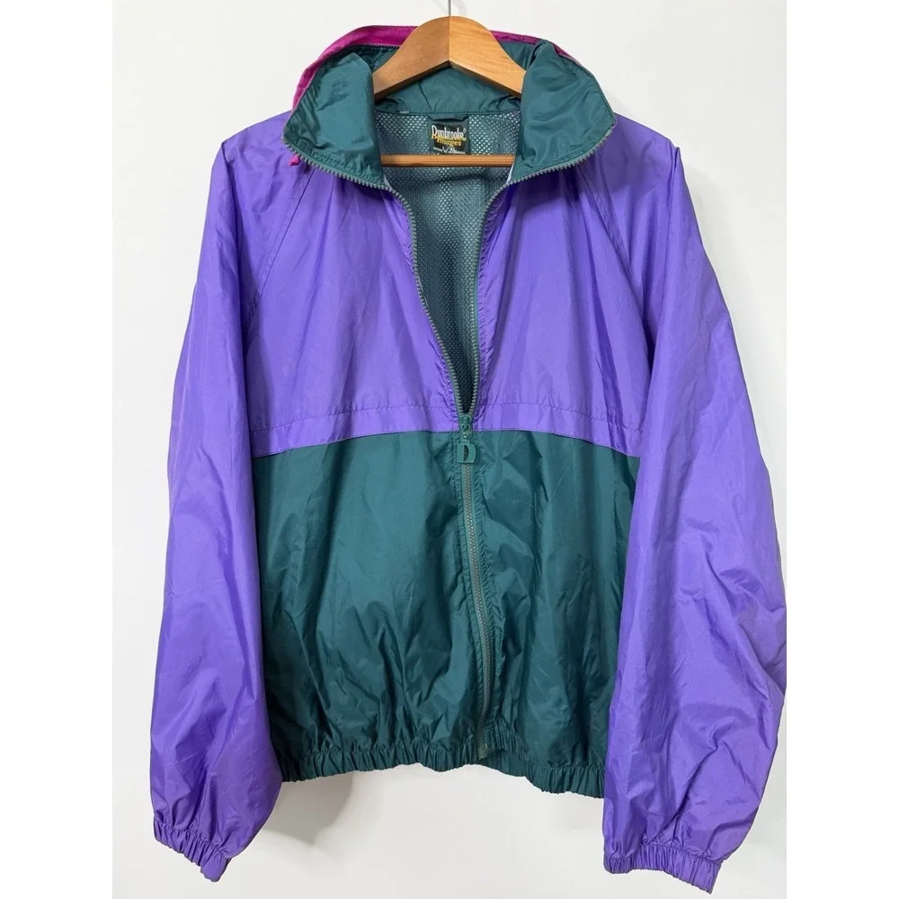 Vintage 90s Dunbrooke Windbreaker Jacket Men's L XL Purple‎ Teal Colorblock Y2K
